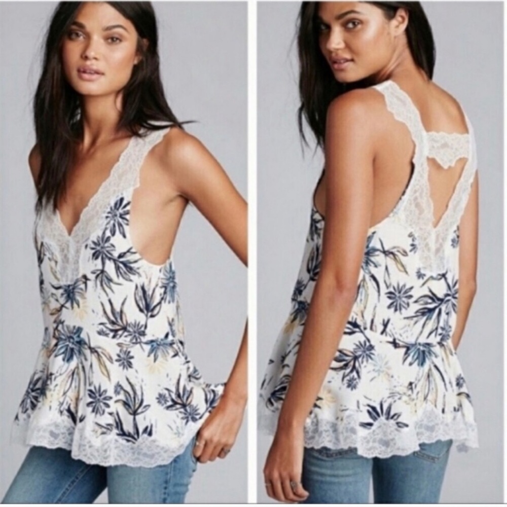 NWOT Free People Lace Floral Tank Top Sz XS